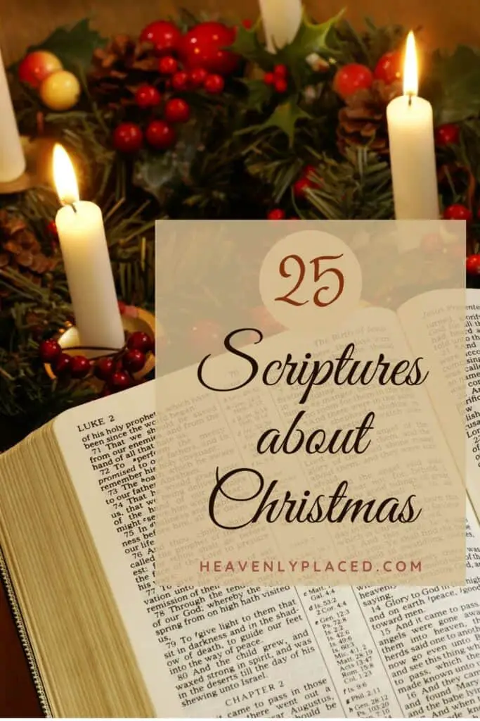 Christmas candles and a Bible sitting on a table