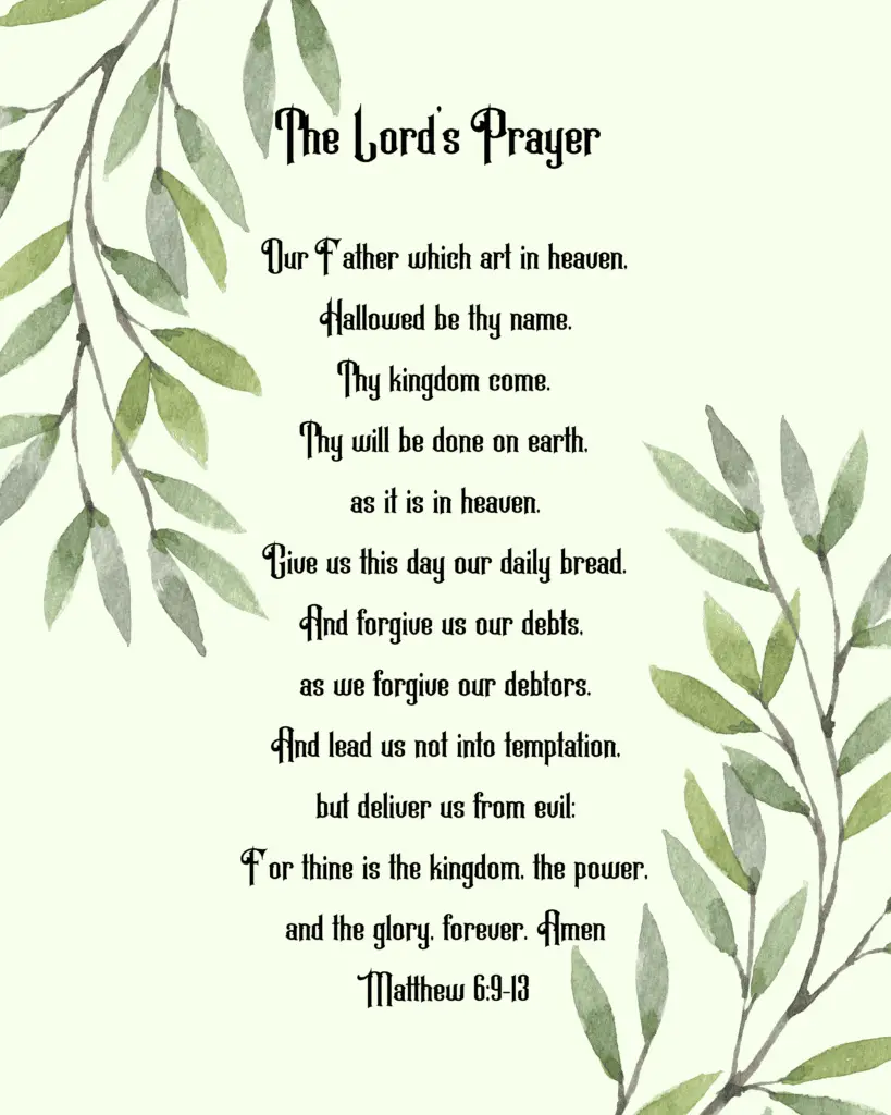 The Lord's Prayer printable