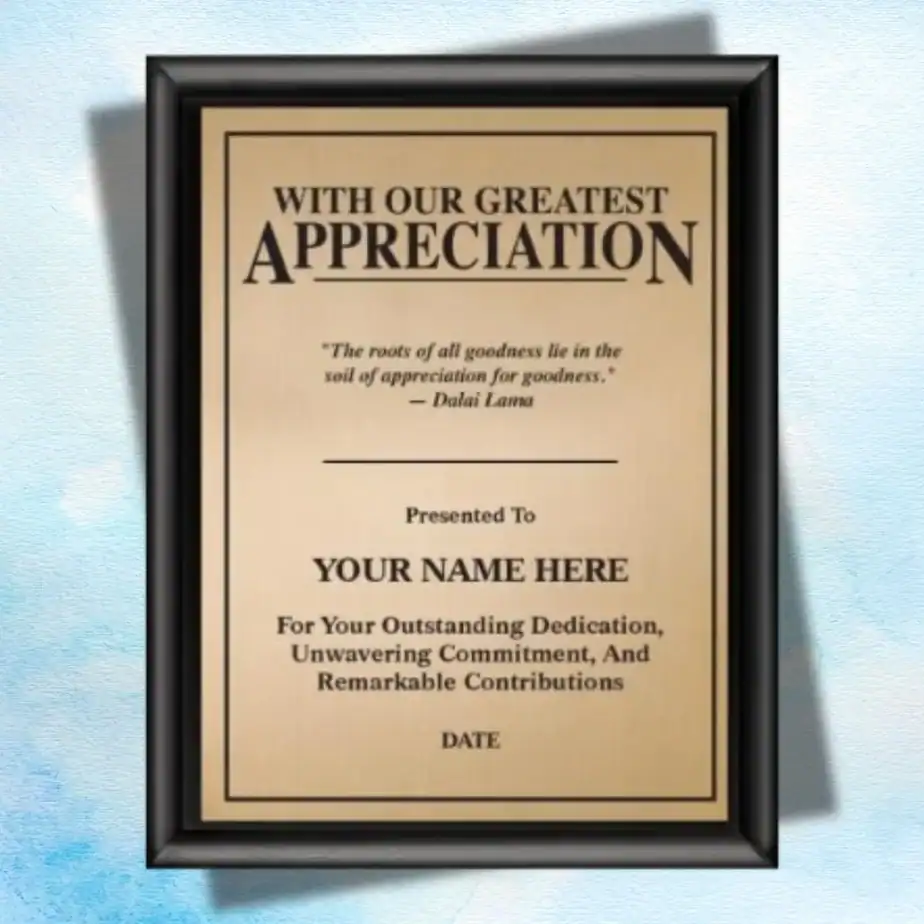 aprreciation plaque for pastor